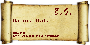 Balaicz Itala névjegykártya